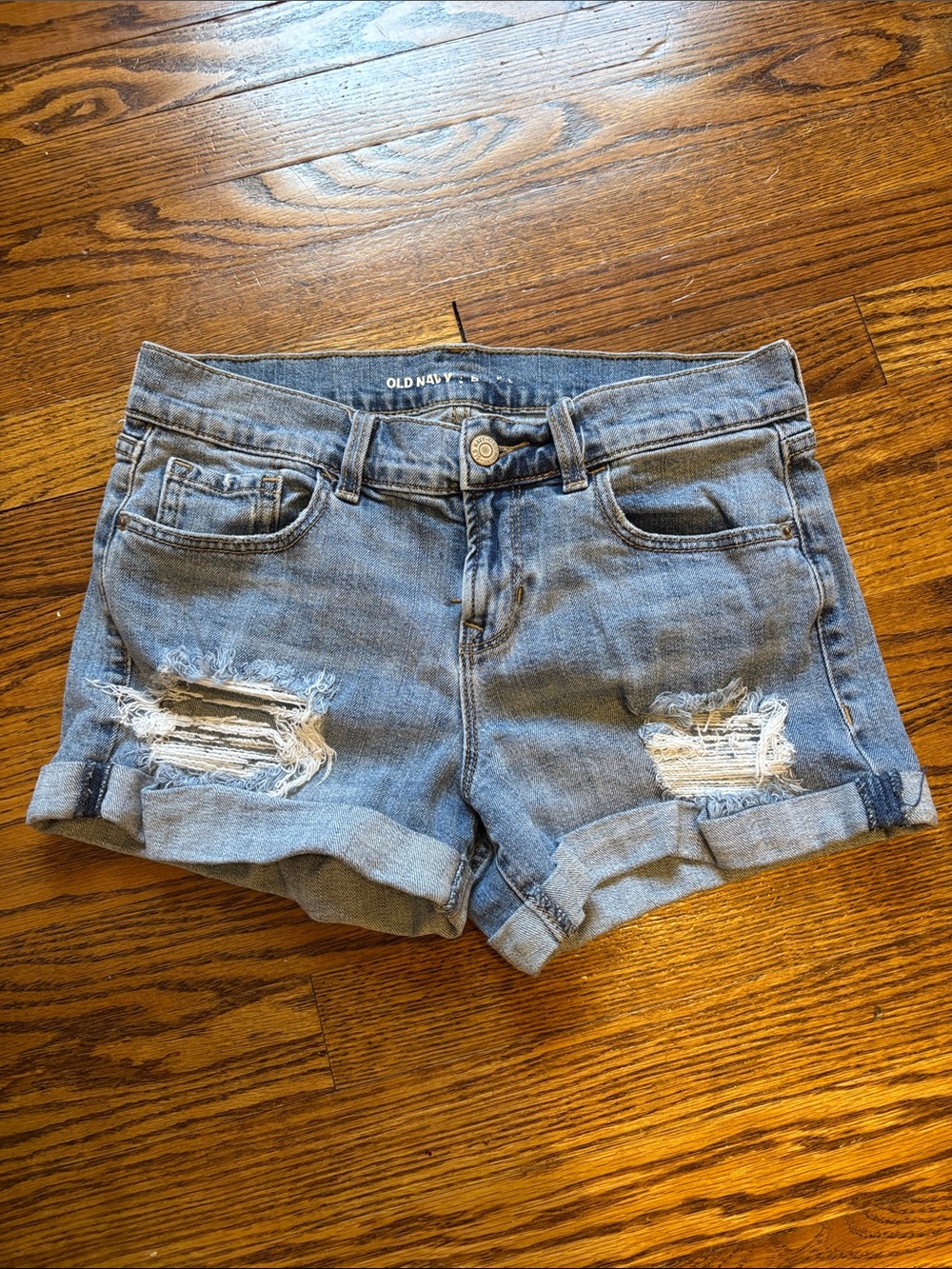 Distressed Cuffed Denim Shorts